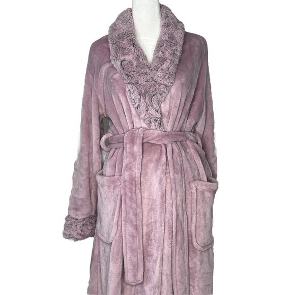 Wrap Around Luxury Robe Sz M Carole Hochman Soft And Warm Double Ties Pink - Picture 3 of 11